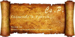 Csincsák Patrik névjegykártya