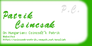 patrik csincsak business card